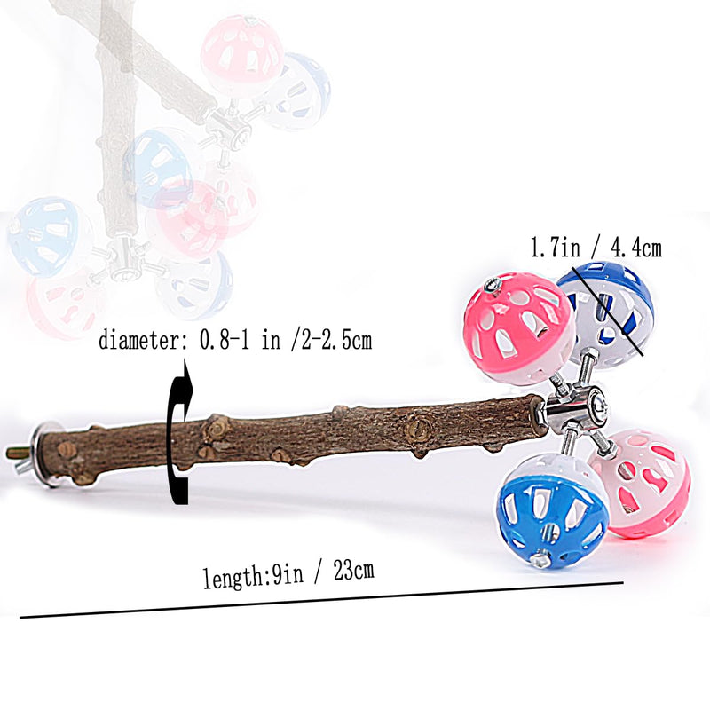 Pepper Wood Bird Perch Toy with Rotating Balls,Bird Stand Toy for Parakeet, Natural Wood Stand Perch Toy for Metal Cage, Fun Toy for Parrots Cockatiels Budgies Budgerigars Parrotlets Lovebirds Ringne Natural pepper wood - PawsPlanet Australia