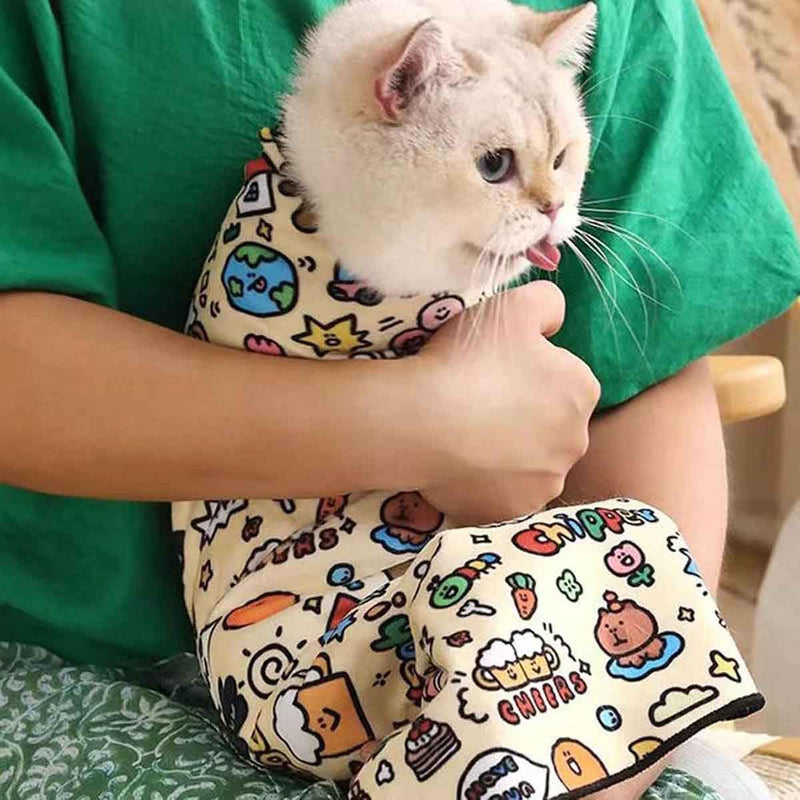 Cat Grooming Wrap, Anti-Bite Cat Wrap for Cutting Nails Cat Restraint for Nail Clipping Fabric for Cats Restraint Bag Cat Grooming Bag Cat Nail Trimming Restraint Wrap Medium - PawsPlanet Australia