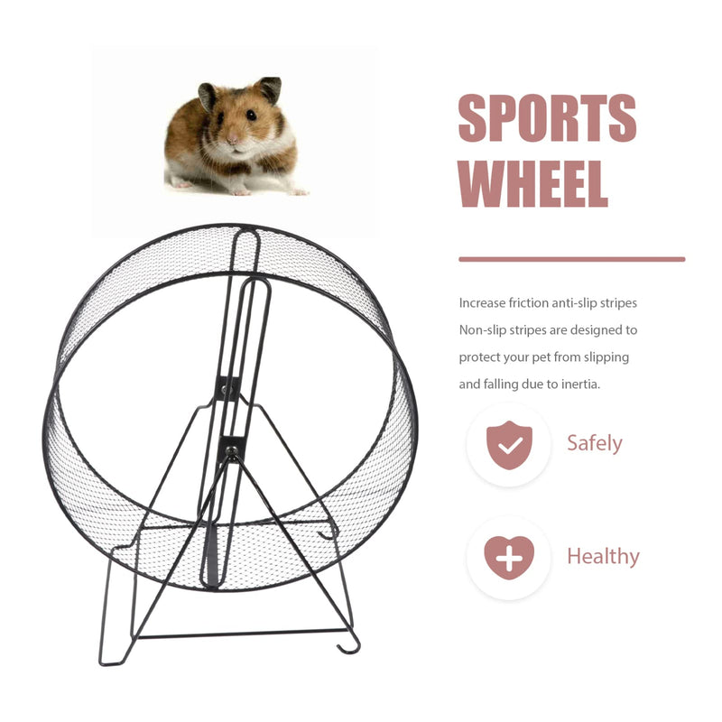 Mikikit Hamster Toys Hamster Wheel, Interesting Hamster Running Wheel Mesh Hamster Exercise Wheel Household Hedgehog Running Toy Hamster with Rack for Hamsters Gerbils Rat Small Pet Hamster Wheel Black3 - PawsPlanet Australia