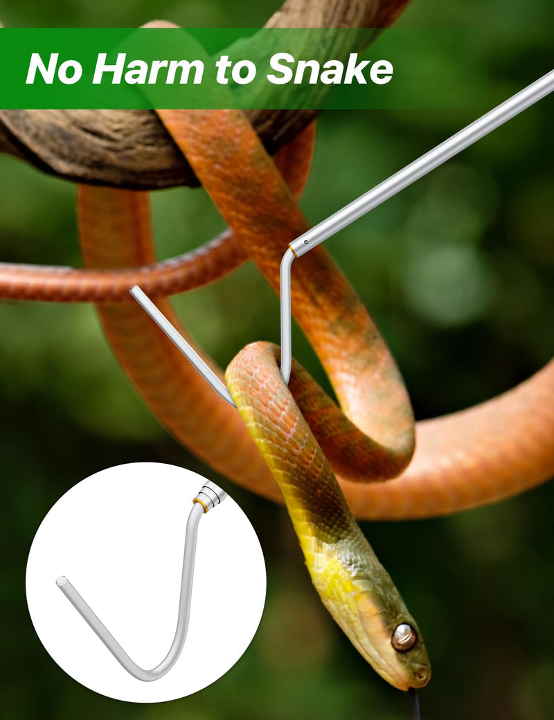 Snake Hook 40" – Telescopic Stainless Steel Reptile Grabber Stick for Safely Handling Snakes and Lizards, Lightweight & Portable Catcher Tool - PawsPlanet Australia