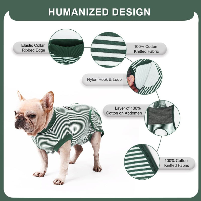 EMUST Dog Recovery Suit, After Surgery Wear for Dogs Male Female, Pet E-Collars Alternative Bandages, Professional Dog Onesie for Surgery for Abdominal Wounds, Weaning&Skin Diseases,Green Strip/XXL XXL Green Strip - PawsPlanet Australia