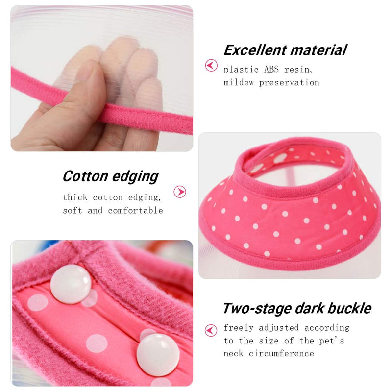Andiker Pet Cone Recovery Dog Cone Adjustable Dog Collar Clear Padded Collar with Breathable Soft Edge Plastic Puppy Cone Protect the Neck Surgery Recovery Designed for Cats and Puppies (Small, Pink) Small