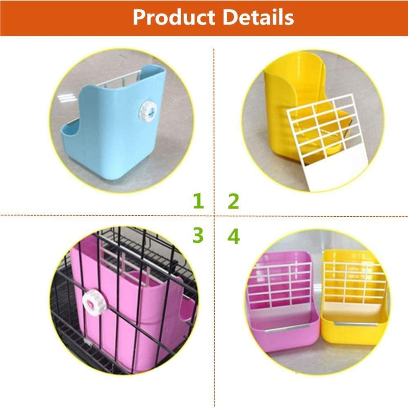 Rabbit Feeder, Hay Food Bin Feeder, Pink (Plastic), Adjustable, Removable Grass Rack, Stainless Steel Edge, for Rabbit, Guinea Pig, Chinchilla - PawsPlanet Australia