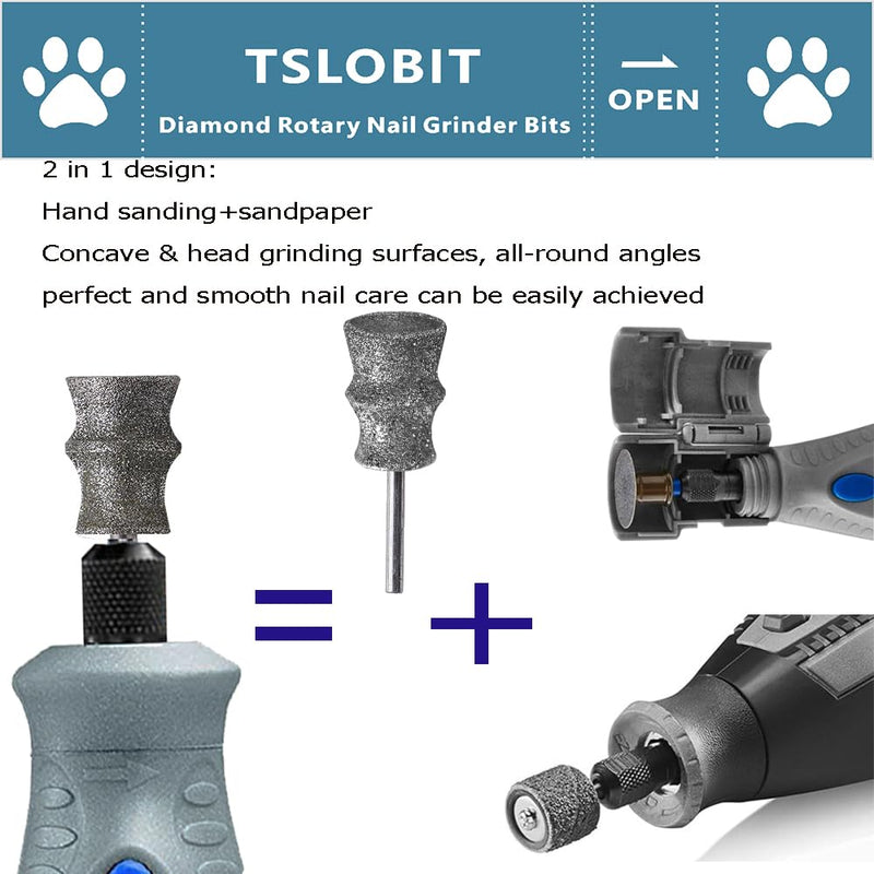 Diamond Dog Nail Grinder Attachment,1/8'' Pet Nail Grinder Wheel for Dremel Dog Nail Grinder, Diamond Rotory Bit for Dogs&Pets Nail Care,2-Pack（Large D+D） Classic D&D 80# 2P - PawsPlanet Australia