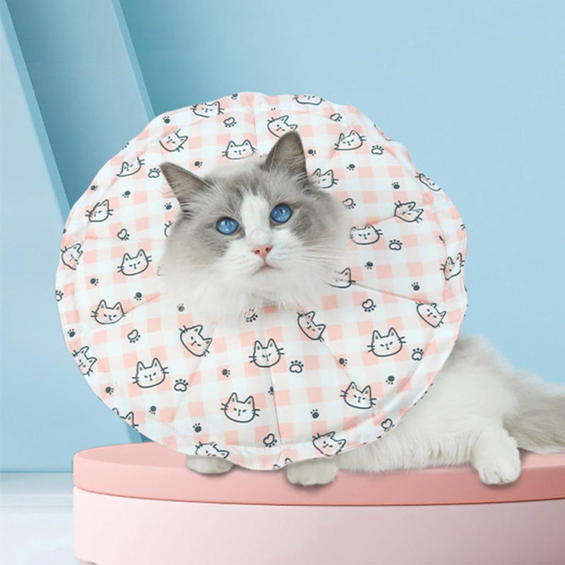 Adjustable cat collar made of soft, breathable material with waterproof protection for healing and after