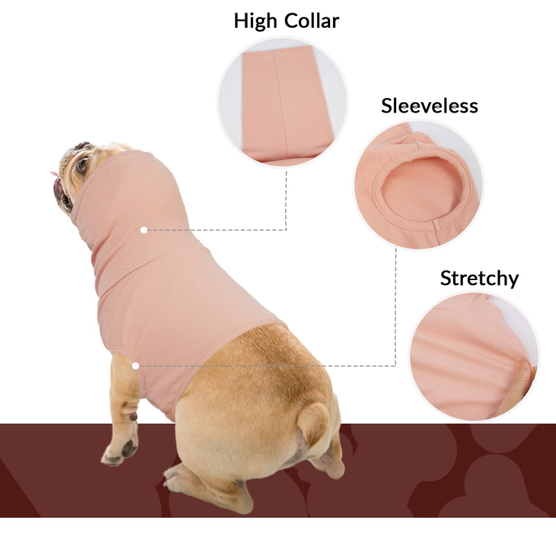 PUMYPOREITY Dog Snood, Medical Shirt Turtleneck Dog Neck Wound Protector Soft Post Op Body Suit Neck And Ear Warmer Cover Head, Base Layer Wearing Under Thicker Coat/Jacket(Flesh Pink, S) Flesh pink
