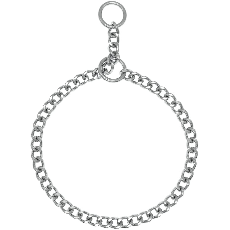 Herm Sprenger Chrome Plated Steel Dog Collar with Flat Narrow Links 4.0mm and Two O-Rings Choke Chain | Medium Large Dogs Professional Training Collar Correction Chain Made in Germany (20in (50cm)) 20in (50cm) - PawsPlanet Australia
