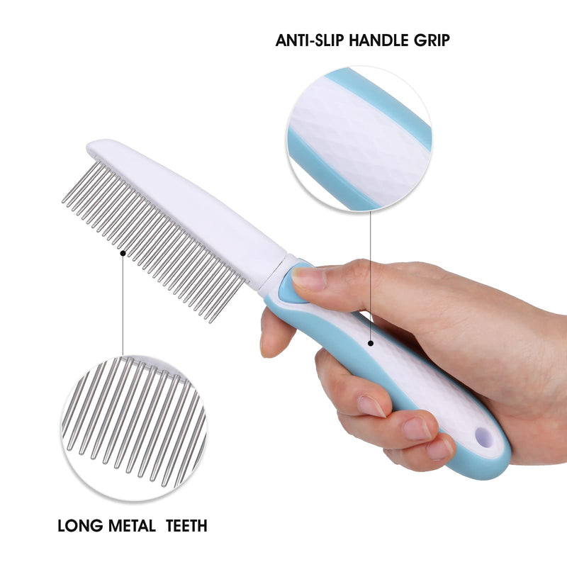 Professional Stainless Steel Grooming Comb for Dogs & Cats - Detangler for Long/Curly Hair, Removes Tough Mats, Knots & Tangles - Pain-Free Undercoat Deshedding Tool for DIY Pet Grooming - PawsPlanet Australia