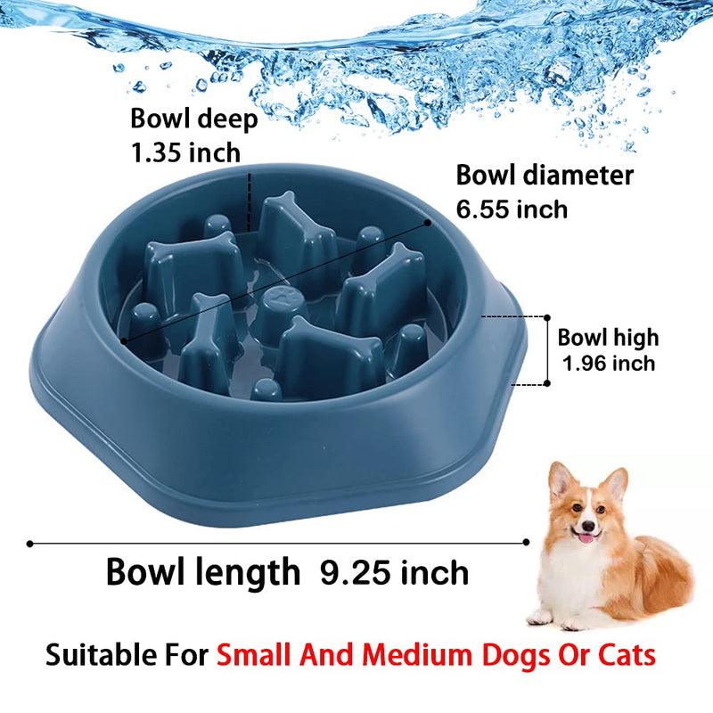 CAISHOW Slow Feeder Dog Bowl Anti Gulping Healthy Eating Interactive Bloat Stop Fun Alternative Non Slip Dog Slow Food Feeding Pet Bowl Slow Eating Healthy Design for Small Medium Size Dogs B.Blue - PawsPlanet Australia