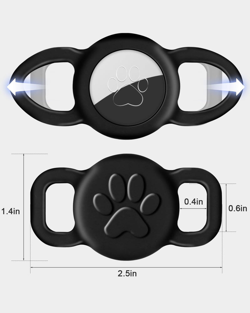 Dynmeow Dog Cat Collar Holder Compatible with Airtag, Anti-Lost Silcione Holder for 3/8 and 5/8 Inch Wide Collars, Black, S(1 Pack) Small(1 Pack) - PawsPlanet Australia