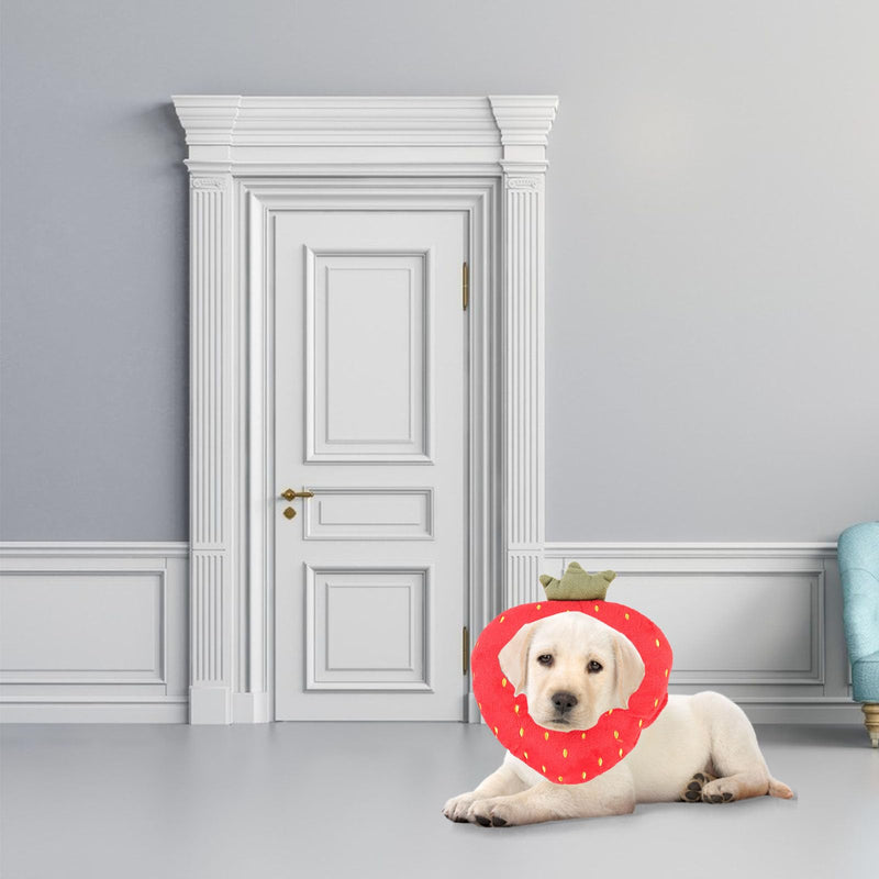 Garneck Funny Fruit-Shaped Cat Collar Made of Plush Material, Soft Anti-Lick Collar for Cats During Recovery and Decorative Pet Collar in Red