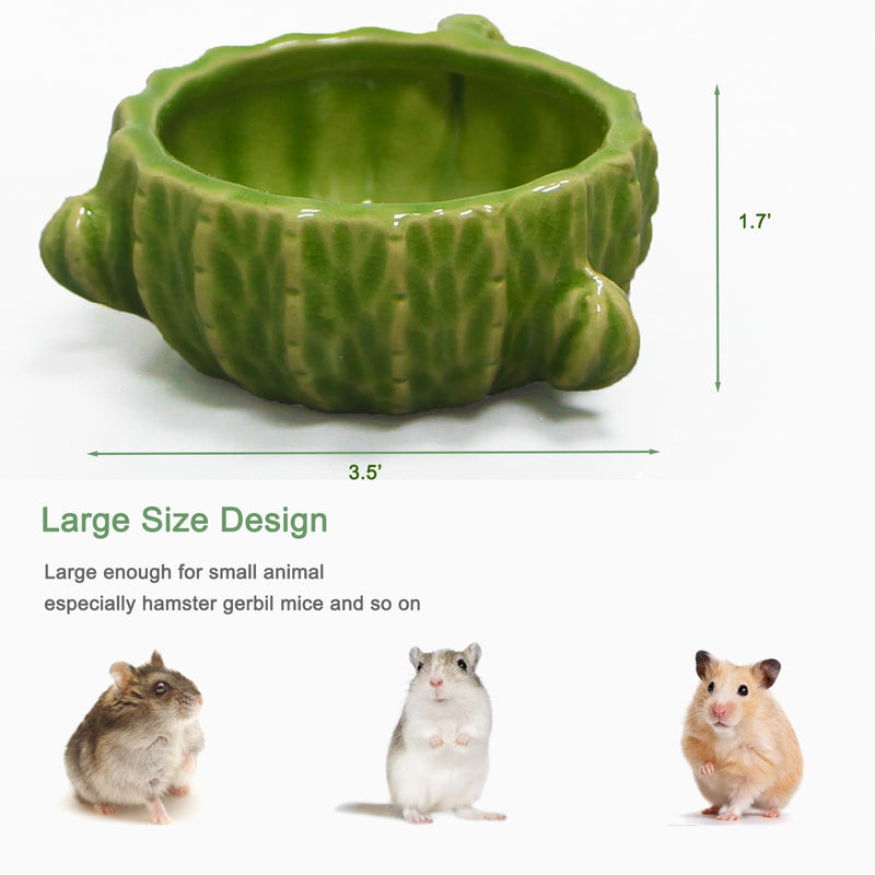 Hamster Food Bowl, 2 Packs Cactus Food & Water Bowls Ceramic Feeding Drinking Bowl Food Dish for Small Animals Gerbil Dwarf Hamster Rat Mice Guinea Pig(Green+Dark Green) Green+Dark Green - PawsPlanet Australia