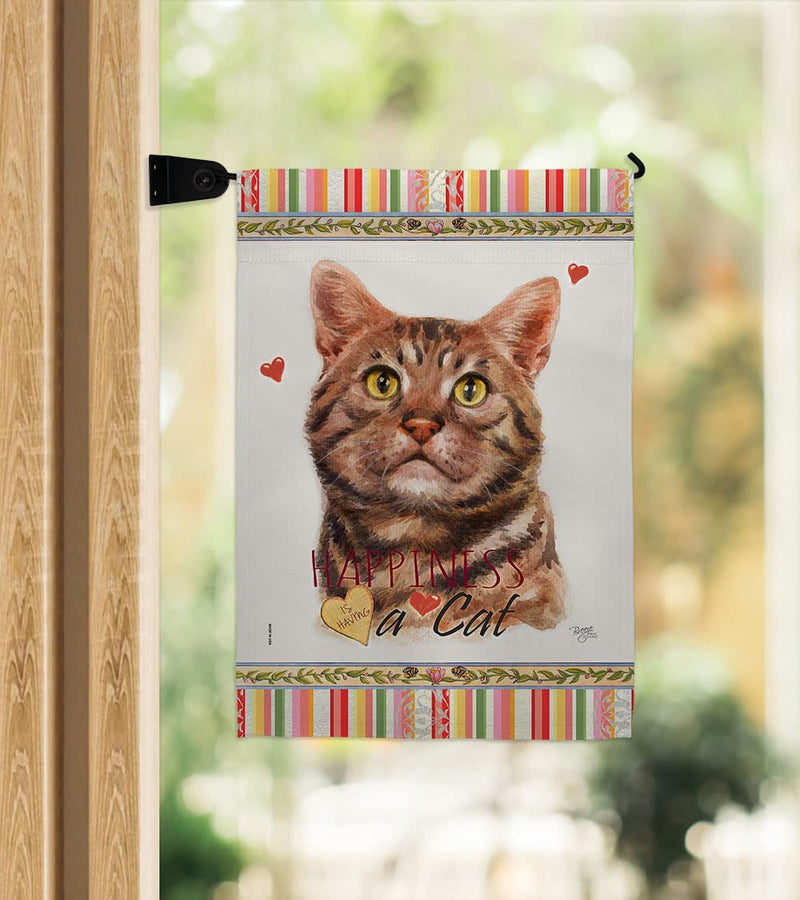 Breeze Decor American Short Hair Happiness Garden Flag-Set Mailbox Hanger Cat Kitten Meow Spoiled Paw Fur Pet Nature Farm Animal Creature House Banner Small Yard Gift Double-Sided, Made in USA - PawsPlanet Australia