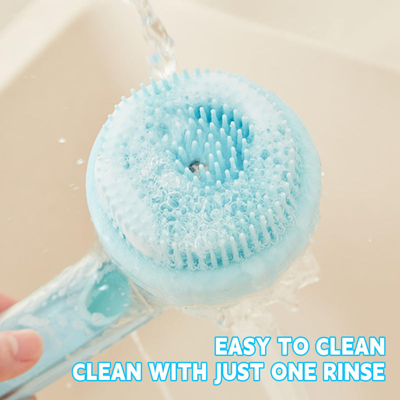 Pet Bath Brush,Dog Shampoo Brush Bubble Maker,New 2 in 1 Dog Bath Brush with Built-in Shampoo Dispenser,Bathing Dog Grooming Massage Brush for Showering Long and Short Haired Dogs and Cats(blue) Blue - PawsPlanet Australia