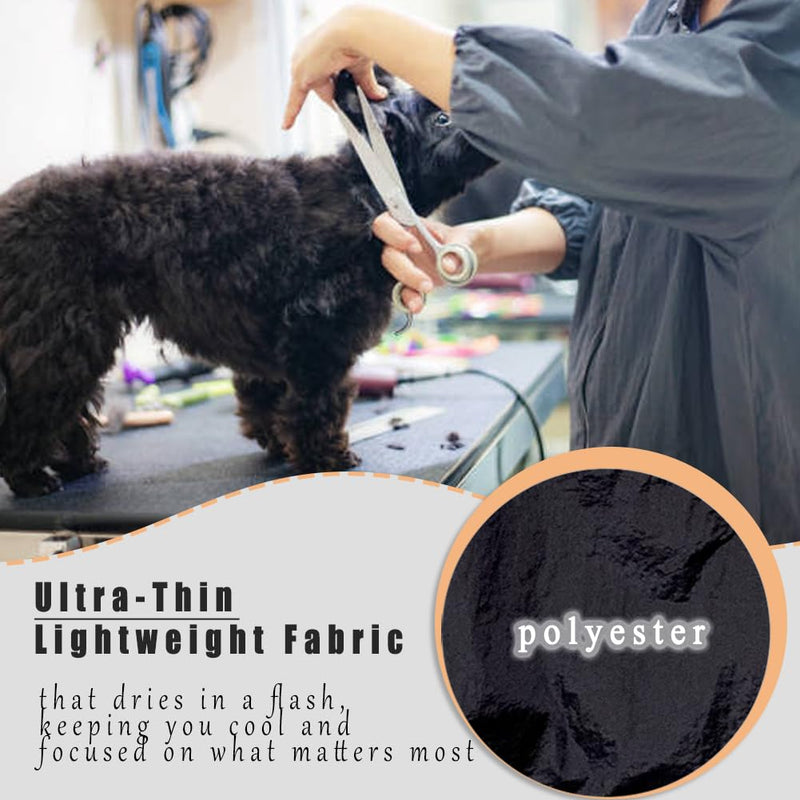 Dog Grooming Smock, Dog Grooming Smock for Men Women, Anti-Static Smock for Pet Shop Dog Cat Grooming Bathing, Long Sleeves, Water Resistant and Hair Proof, (Solid Purple M) Medium Solid Purple - PawsPlanet Australia