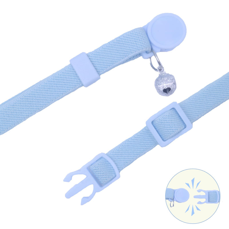 Breakaway Cat Collar with Bell, Safety Buckle Kitten Collar, Elastic Strech Quick Release, Adjustable Lightweight Collars for Girl Boy Cats, Pet Supplies, Accessories, Gifts Blue - PawsPlanet Australia
