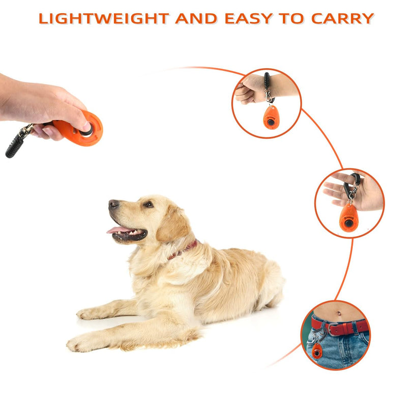 yuntop 4 Pieces Pet Training Clicker with Wrist Strap and Dog Training Treat Pouch Pet Training Clicker for Training Puppy Cats Birds Dog Clicker Training Kit Behavioral（White, Red, Orange, Blue） - PawsPlanet Australia