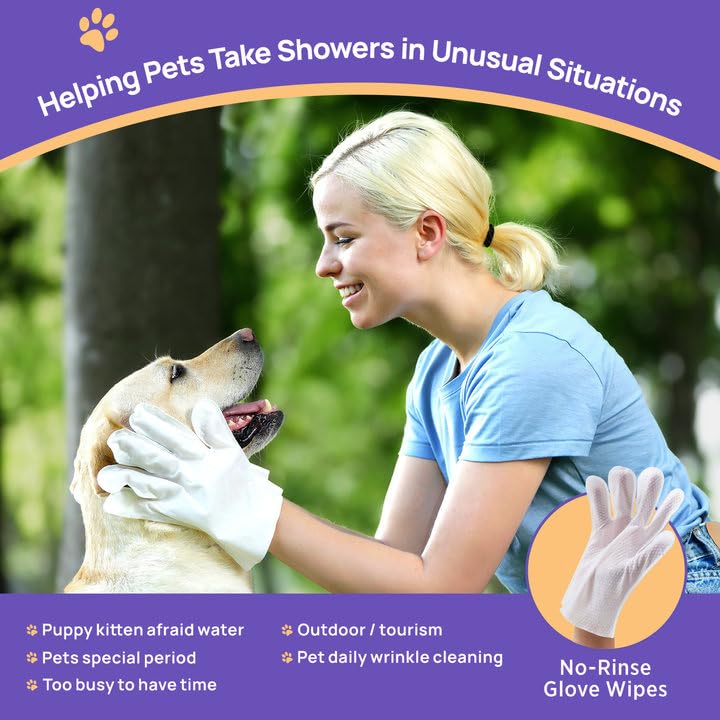 HICC PET Cleaning Deodorizing Glove Wipes for Dogs & Cats, Vet Recommended Hypoallergenic Pet Cleaning and Hydrating Glove Wipes, Nourish Fur Coconut Oil Pet Bathing Wipes for Horse Coat Care Coconut Scent 20 PCS - PawsPlanet Australia