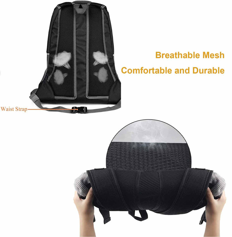 Dog Cat Carrier Backpack for Small/Medium Pets, Adjustable Head Out Front Breathable Bag for Doggy Puppy Kitten, Waterproof Bottom Rucksack for Outdoor Travel Walking, Airline Approved (L, Black) L
