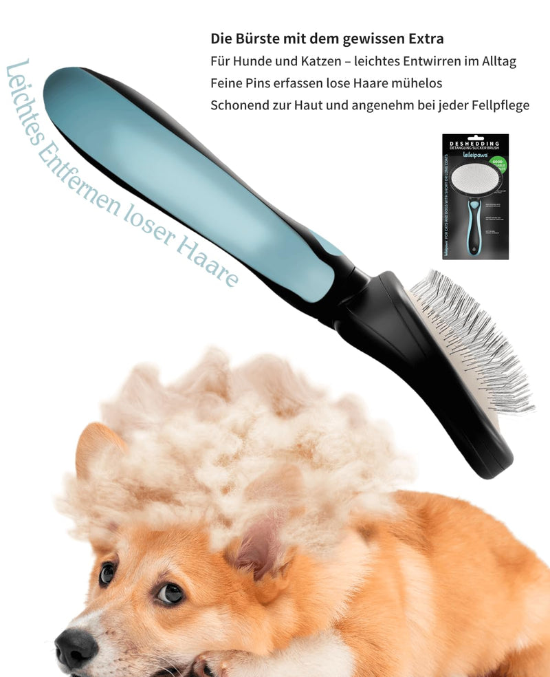 Dog Brush & Cat Brush - Professional Slicker Brush & Slicker Brush with Fine Bristles Against Undercoat & Loose Hair - Fur Brush & Pet Hair Brush for Grooming Dogs & Cats - PawsPlanet Australia