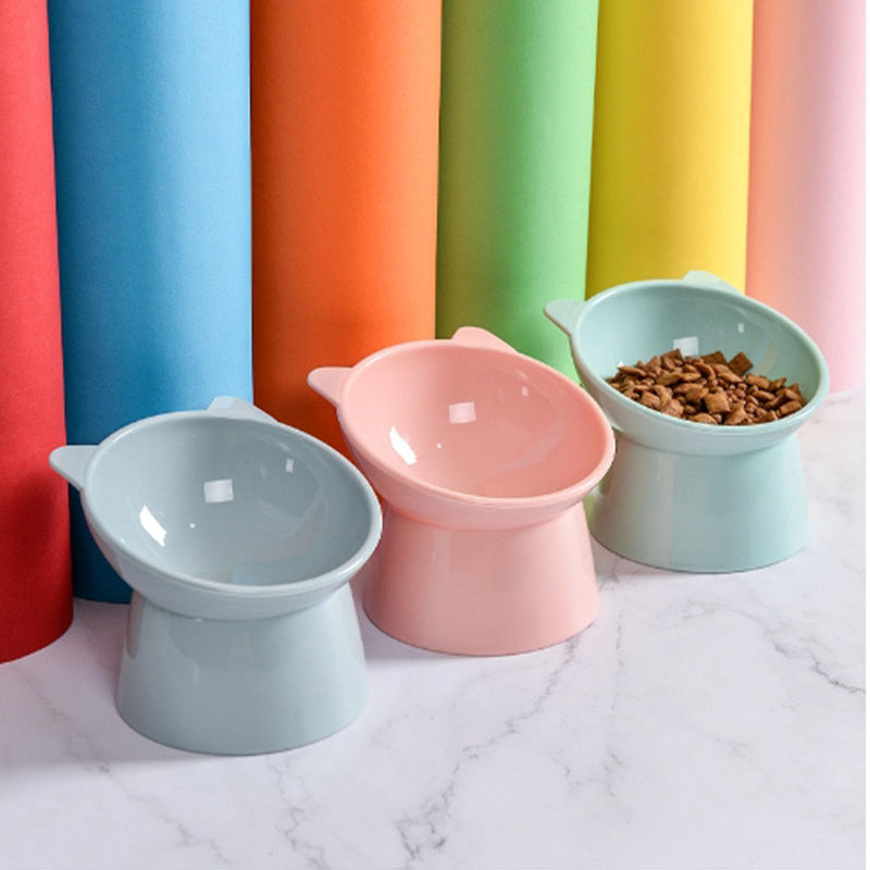 Tilted Raised Posture for Cat Food Bowl Neck for Protection Anti Vomiting 45 Degree Elevated Slanted Stand Bowls for Cat Tilted Bowl-Bowl Diameter Approx.13.7cm/5.39in Blue - PawsPlanet Australia