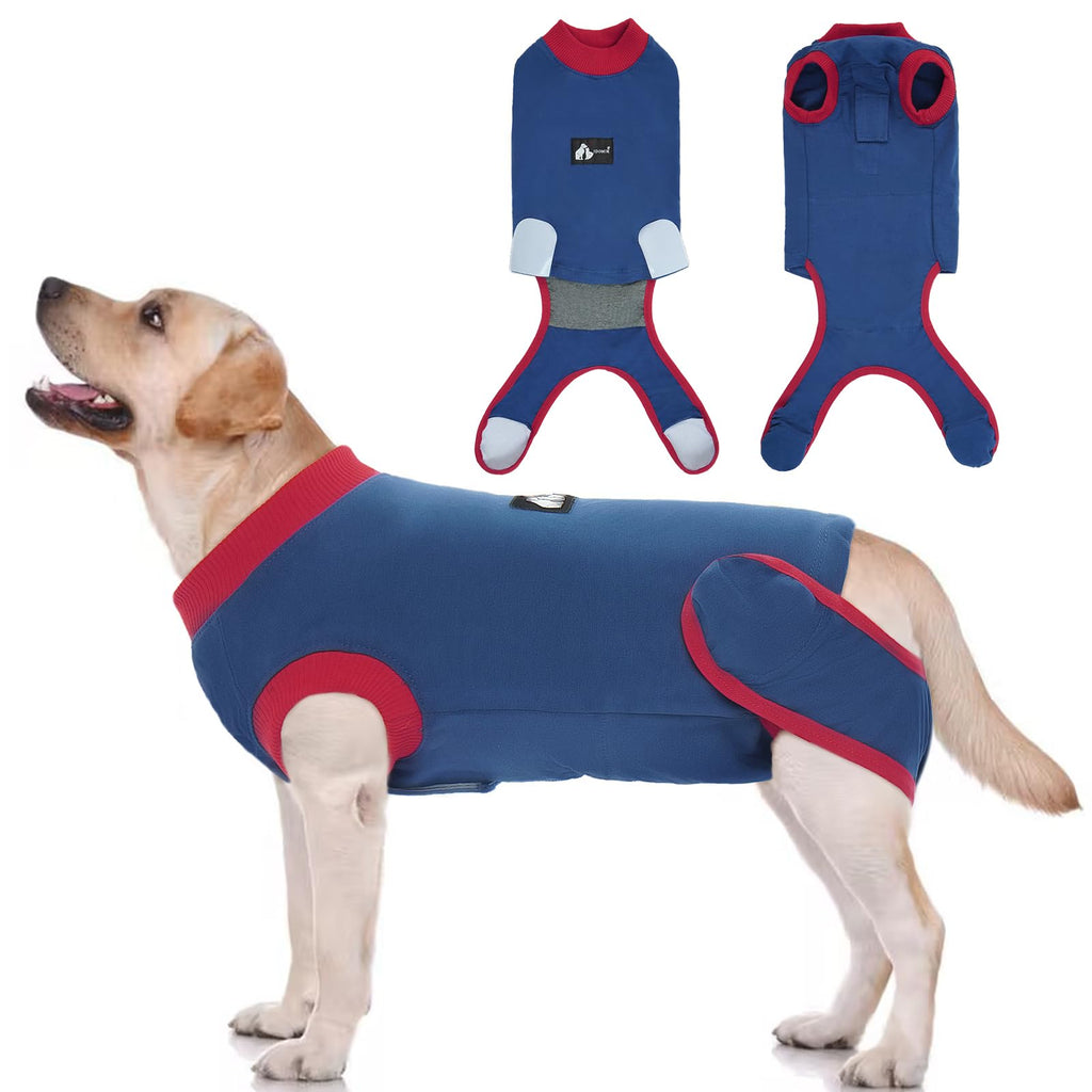 IDOMIK Dog Recovery Suit After Surgery,Breathable Dog Surgery Recovery Suit for Female Male Dogs Cats,Dog Surgical Onesie for Spay Neuter Surgery,E-Collar Cone Alternative Anti-Licking Abdominal Wound XL(Chest Girth:26.77"-31.50") B-Navy blue