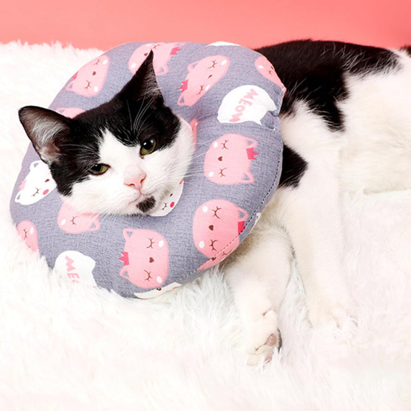 ABOOFAN Soft Elizabethan Cotton Pet Collar with Anti-Bite and Anti-Lick Protection for Cats to Aid Wound Healing After Surgery