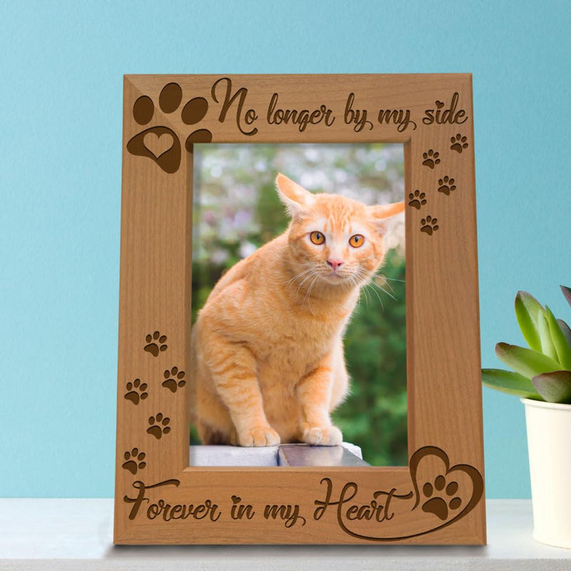 KATE POSH No Longer by my Side, Forever in my Heart Wood Picture Frame. Pet Memorial for Dog or Cat. (4x6-Vertical) 4x6-Vertical - PawsPlanet Australia