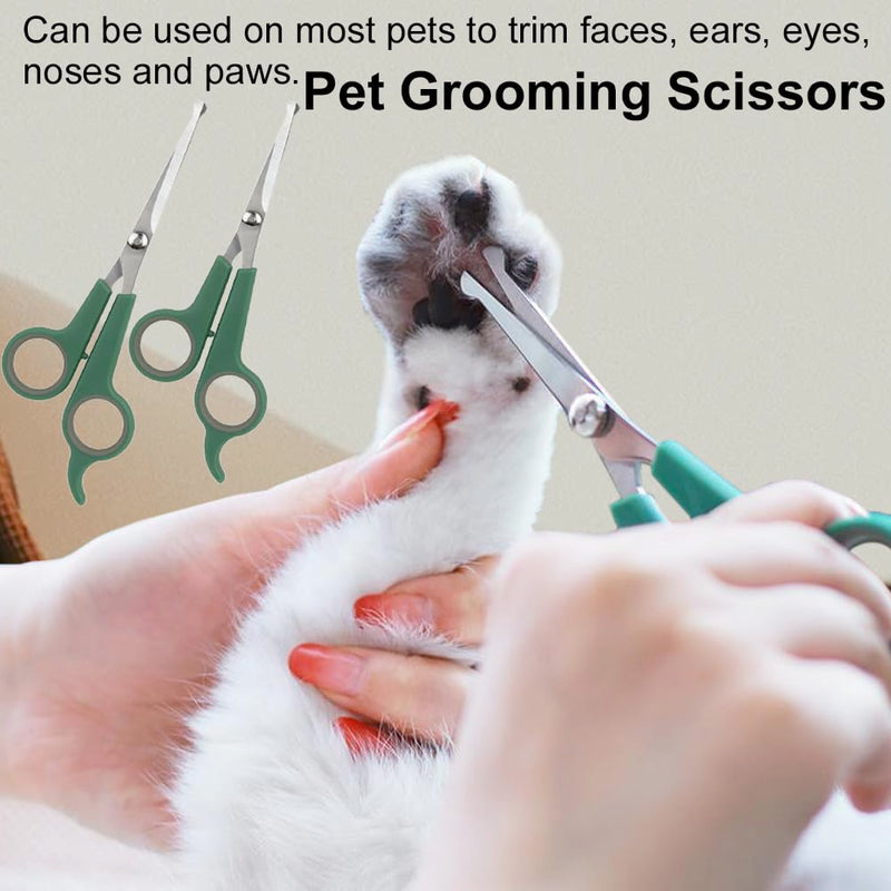 2 PCS Pet Grooming Scissors 2 Sizes Dog Hair Scissors Professional Pet Grooming Shears with Safety Round Tips for Dog Cat Body Ear Nose Face Paw Facial Fur Trimming - PawsPlanet Australia