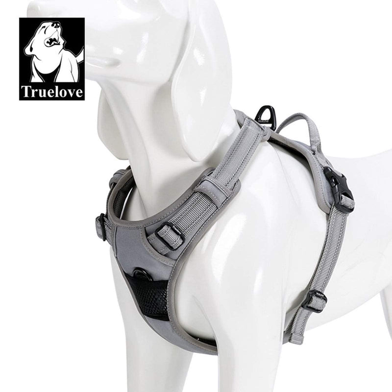 TRUE LOVE Adjustable No-Pull Dog Harness Reflective Pup Vest Harnesses Comfortable Control Brilliant Colors Truelove TLH5651(Gray,L) L Gray - PawsPlanet Australia