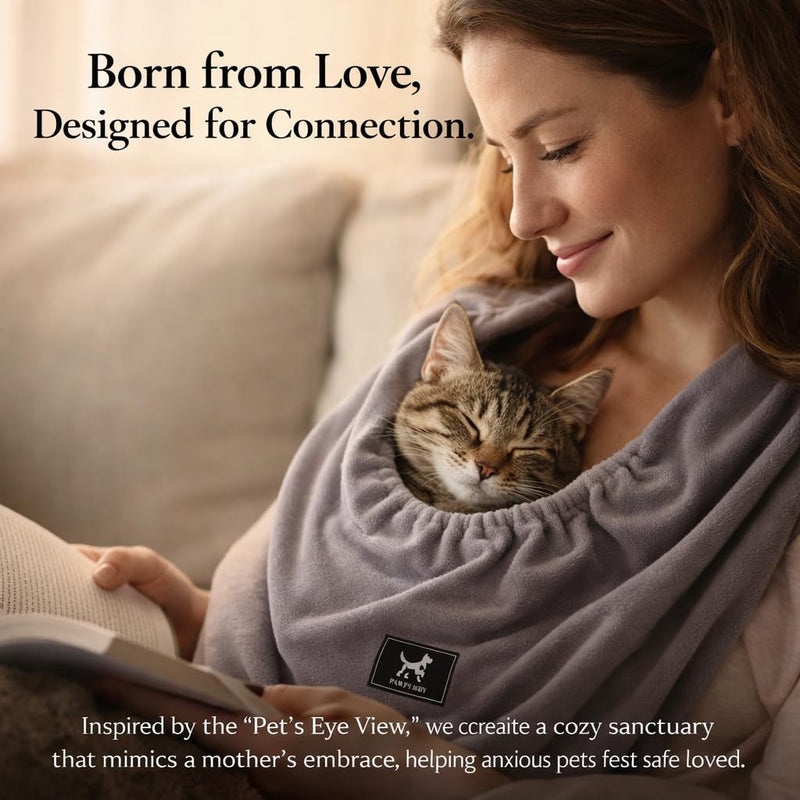 Cat Sling Carrier Critter Cuddler - Soft Breathable Cat Carrier, Pet Carrier for Cats/Kittens/Small Dogs (3-13 lbs), Hands-Free 2-Wearing Styles Indoor/Outdoor Cuddle Bag (Dark Gray) Dark Gray