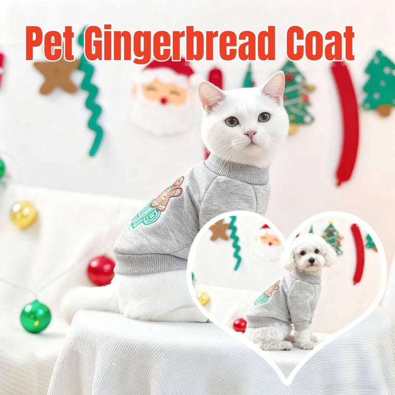 Christmas Pet Sweatshirt Coat with Gingerbread Design - Perfect Pet Christmas Outfit for Dogs and Cats (Medium, Gingerbread Coat) Medium - PawsPlanet Australia