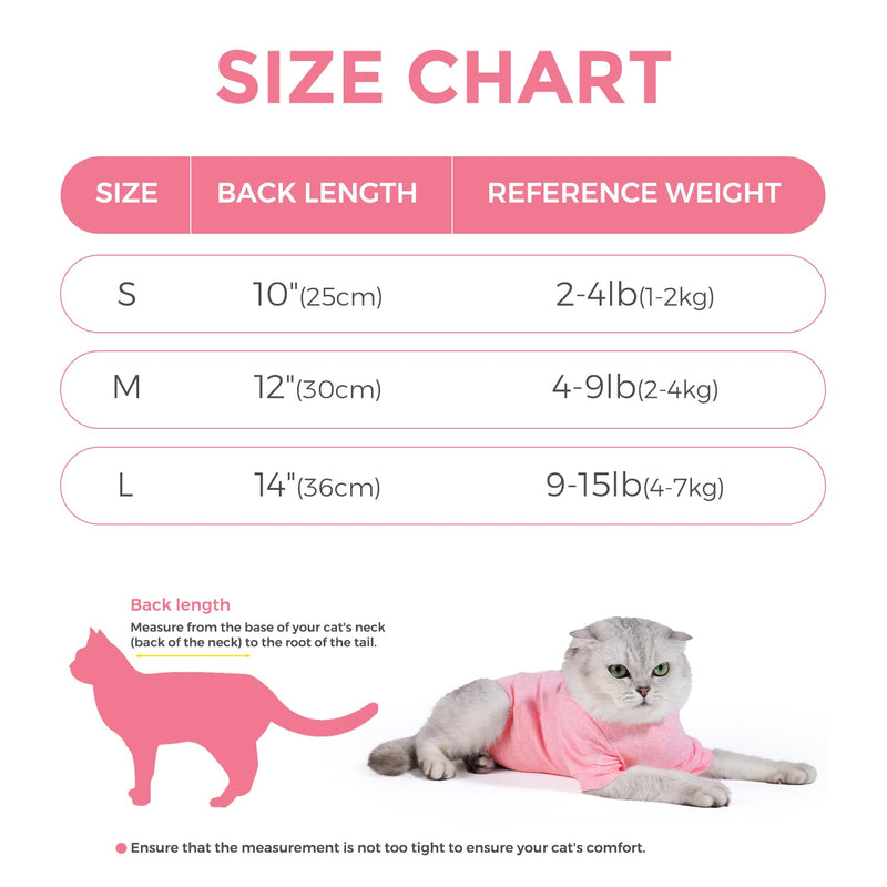 Dotoner Cat Bodysuit Post-Op Collar Anti-Licking Long Sleeve Post-Surgery Protection Against Skin Diseases After Surgery L pink