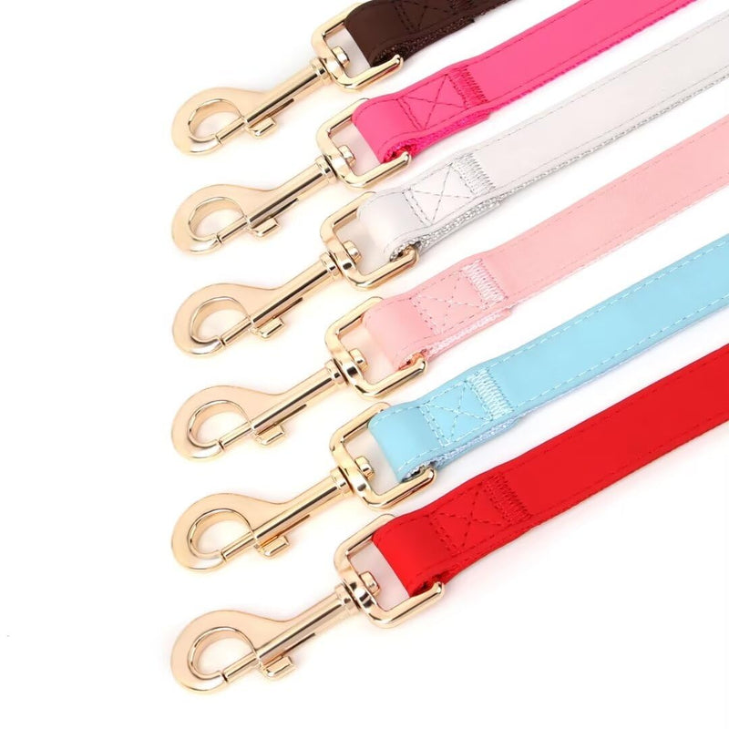 PET ARTIST PU Leather Dog Leash, Colorful Leather Leash 5ft by 3/4in, Sof Nylon Padded Durable Dog Lead with Aluminum Hook, Walking and Training Pet Leashes for Small Medium Dogs,Pink Pink - PawsPlanet Australia
