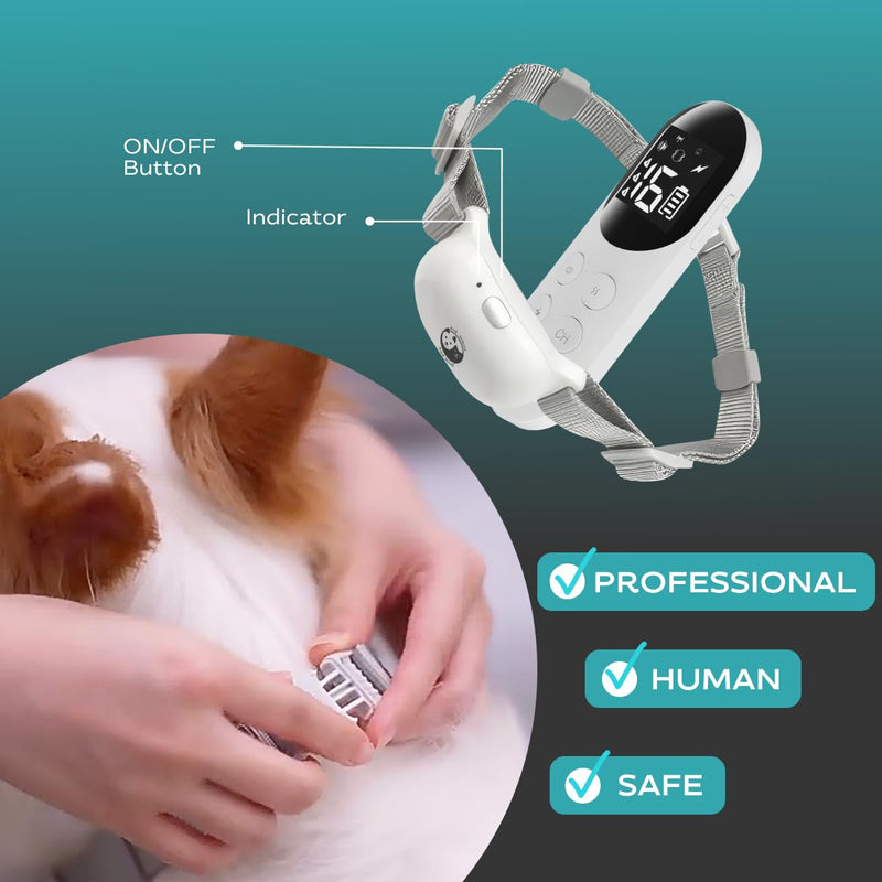 Dog Shock Collar with Remote, Rechargeable Training Shock Collar for Small Medium Large Dogs 1000Ft Control Range, Waterproof Electric Bark Collar with Beep, Vibration, Safe Shock White - PawsPlanet Australia