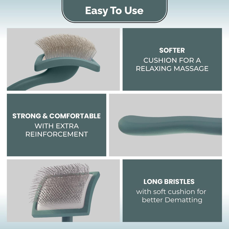 Self- Cleaning Slicker Brush for Dogs Suitable for Short & Long Haired Dogs and Effective Deshedding for Pet Grooming, Undercoat Removal, Tangle-Free Fur (Green Brush + Comb) Large - PawsPlanet Australia