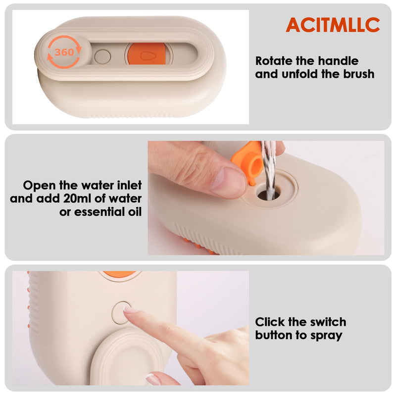 4 in 1 Cat Steam Brush for Shedding, Cleaning, Massage & Smooth, USB Rechargeable Pet Spray Hair Removal Comb, for Indoor Long/Short Haired Cats & Dogs (White) White - PawsPlanet Australia