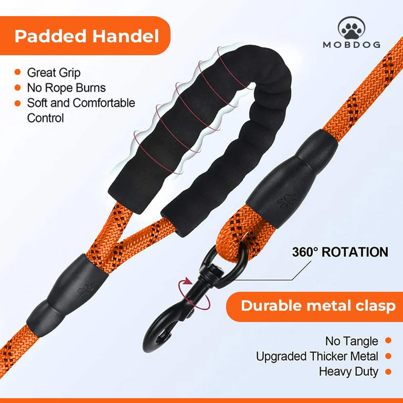 MobDog Dog Harness and Lead Set – No Pull Harness for Puppy with 5 Feet Leash – Reflective Vest with Comfortable Padding for Medium, Small, Large Dogs X-Large Orange - PawsPlanet Australia