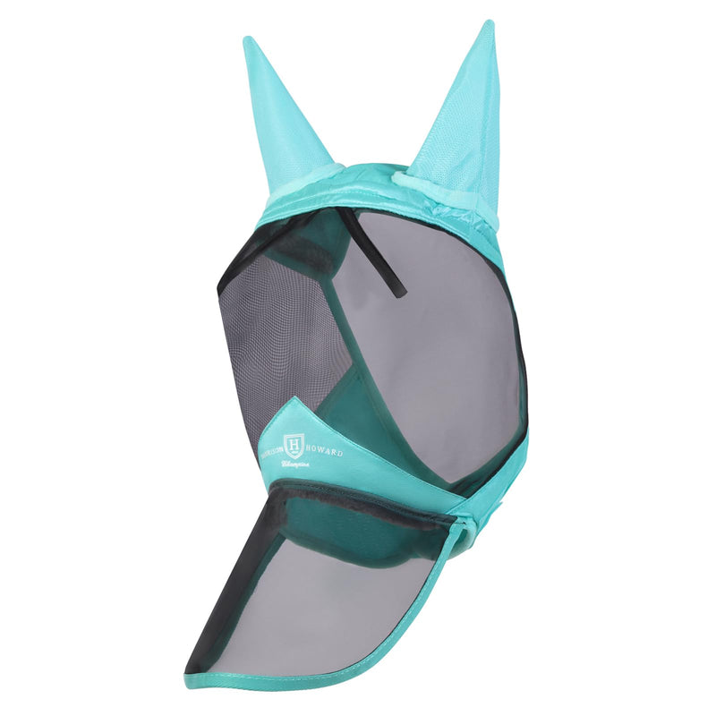 Harrison Howard CareMaster Pro Luminous Horse Fly Mask Large Eye Space Long Nose with Ears UV Protection for Horse Summer Mint Full Size Full (Large)