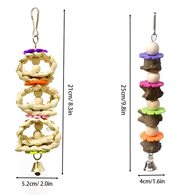2 PCS Bird Parrot Toys Bird Cage Hanging String Bird Perch Natural Hanging String Chew Hanging Bell Toy Suitable for Parrots, Parakeets, Conures, Cockatiels, Budgies, Lovebirds, Mynas, Sparrows - PawsPlanet Australia