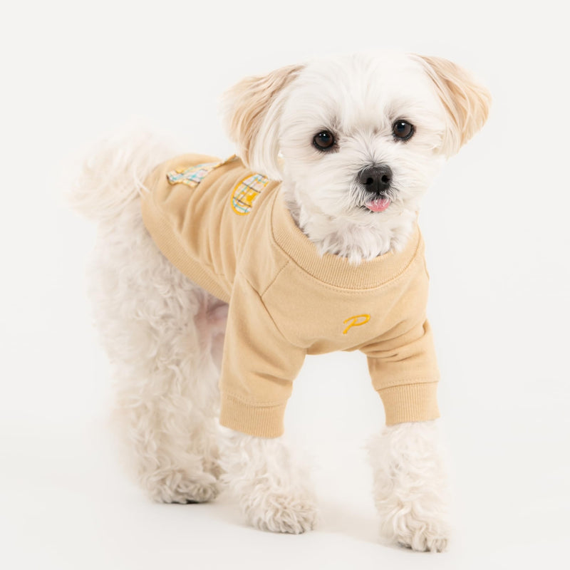 Puppia Zaid Dog Shirt Round NeckTrendy Fashionable Cute Dog Apparel for Small and Medium Dogs, Beige, Medium Beige_Zaid - PawsPlanet Australia