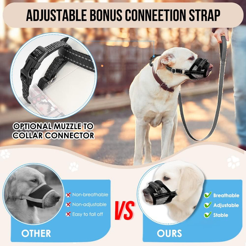 Dog Muzzle, Soft Mesh Muzzle for Large Dog Mouth Guard, Breathable Adjustable Muzzles to Prevent Biting, No Bark Muzzle for Dogs Allow Panting Drinking (Black, L) Black - PawsPlanet Australia