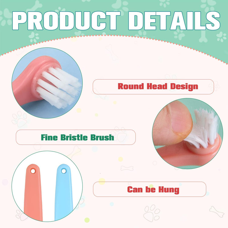 Pack of 9 Dog Toothbrushes, Small Soft Dog Toothbrush, Round Head, Cat Toothbrush, Soft Toothbrush, 360 Degrees, Reusable, Mini, Portable, for Sensitive Gums of Pets