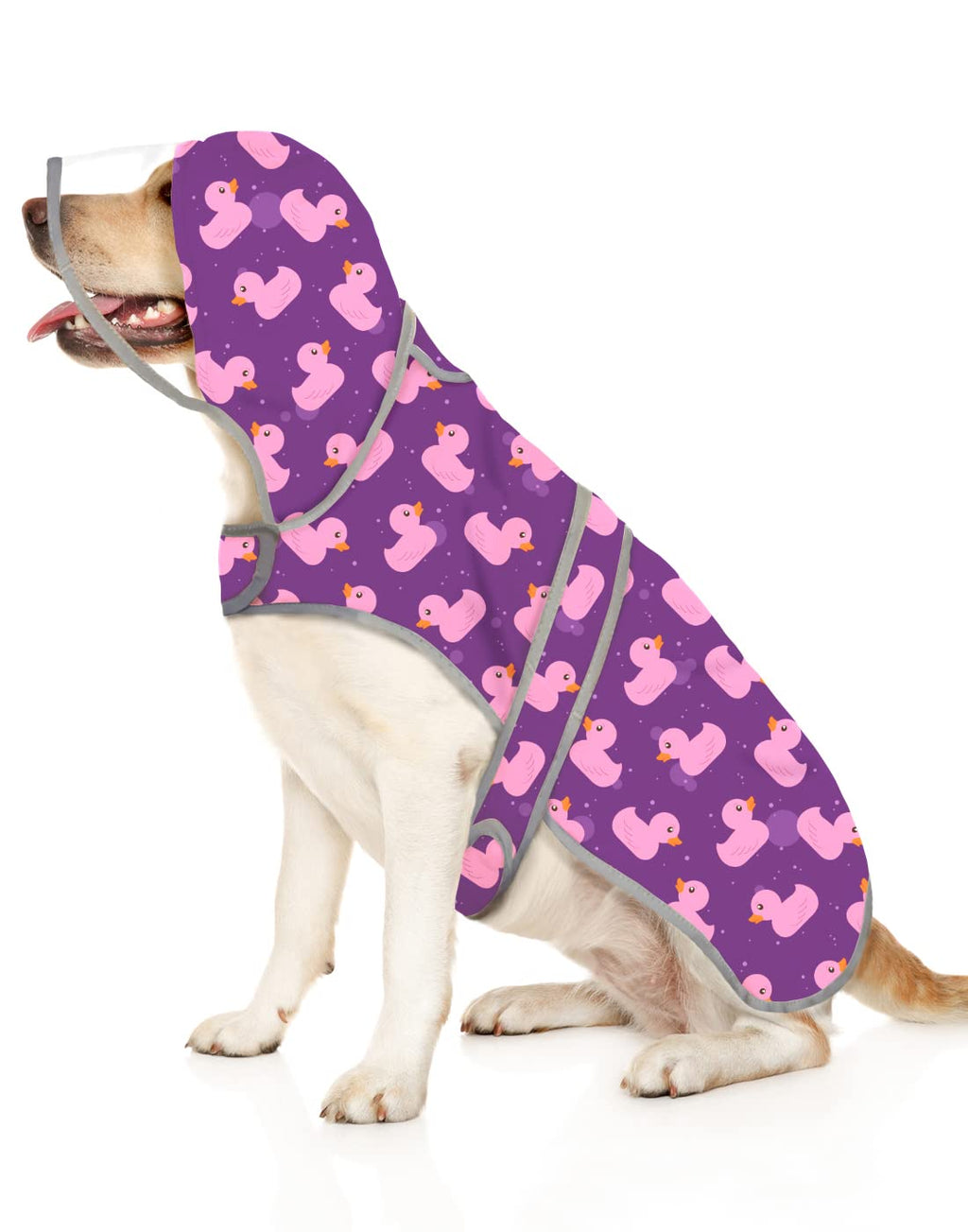 HDE Dog Raincoat with Clear Hood Poncho Rain Jacket for Small Medium Large Dogs Ducks Purple - XXL XX-Large