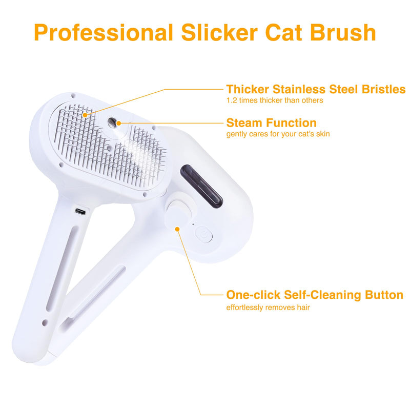 Self-Cleaning Steam Brush for Cats & Dogs: 2 Spray Modes, Large Tank, Shedding & Massaging Grooming Tool 8.3"x 4.55" - PawsPlanet Australia