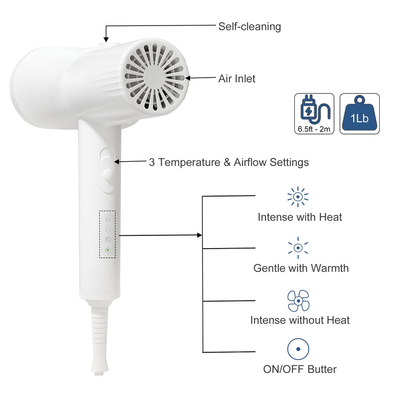 L&W BROS. Low Noise Pet Dryer for Small Dogs - 2-In-1 Indoor Grooming Dryer with Slicker Brush, Adjustable Temperature and Overheating Protection (White) White - PawsPlanet Australia