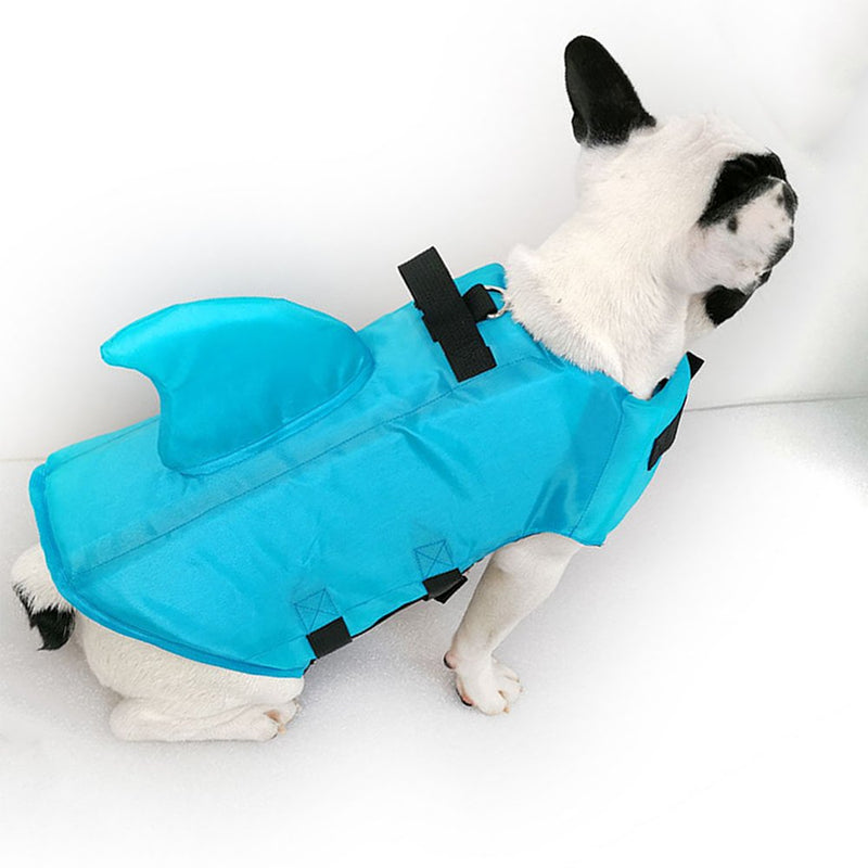 Dog Life Jacket- Preserver with Adjustable Belt, Pet Swimming Shark Jacket for Short Nose Dog,Upgrade Version (pug,Bulldog,Poodle,Bull Terrier) (M, Blue) A Blue Medium