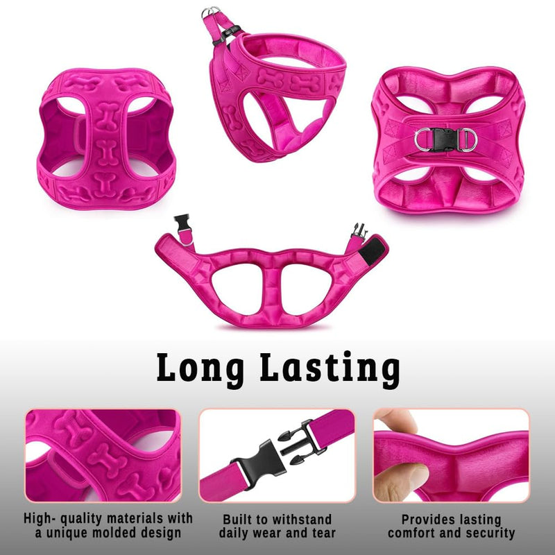 Comfort fit Step-in Dog & Puppy Harness - Comfortable All Weather Dog Vest Harness: Adjustable, Soft Padded, Easy to Put-on for Small, Medium-Sized Dogs (Plush Both Side Velvet) S (Chest 14.5"-17") Pink Plush - PawsPlanet Australia