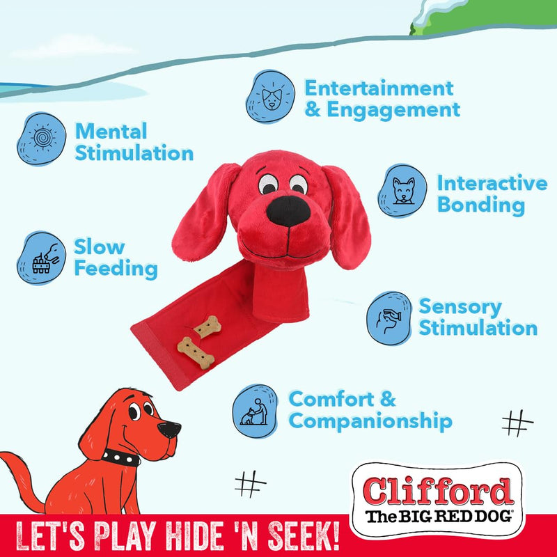 Clifford® Snug Snuffy Treat Mat Combo | Mini Treat Snuffle Mat for Dogs + 6" Plush Dog Toy | Hide 'n Seek, Cozy Comfort, Sensory Stimulation with Squeaker and Crinkles - PawsPlanet Australia