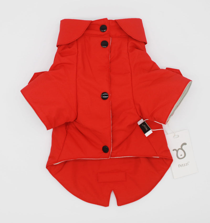 Pet Trench Coat Rain Jacket Spring Dog Clothes for Small Puppy Medium Large Dogs Cat Clothes Windproof Water Resistant - Theodore (M, Red)